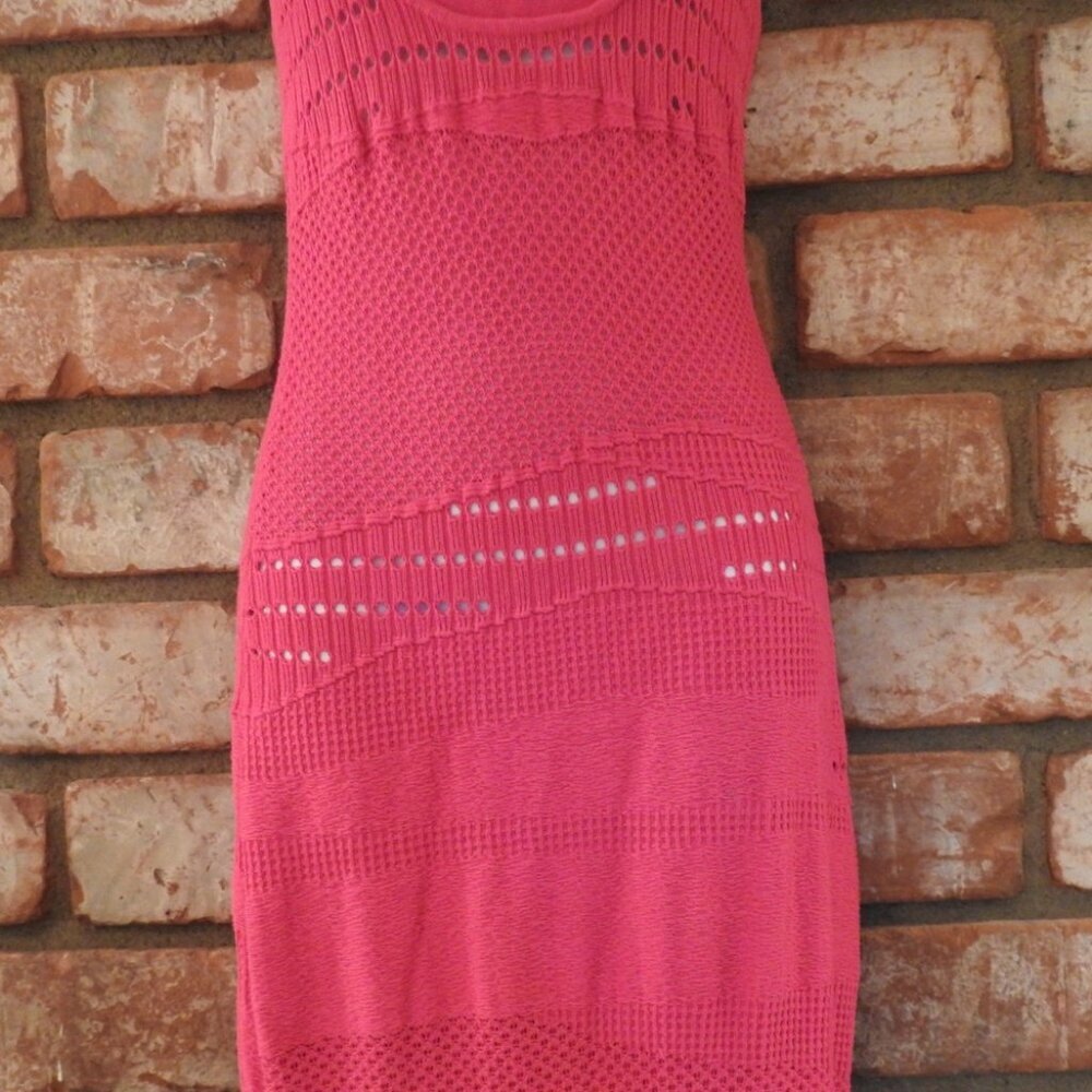 Esteban Cortazar Pink Crochet Bodycon Midi Dress S (US 4) - Picture 4 of 12